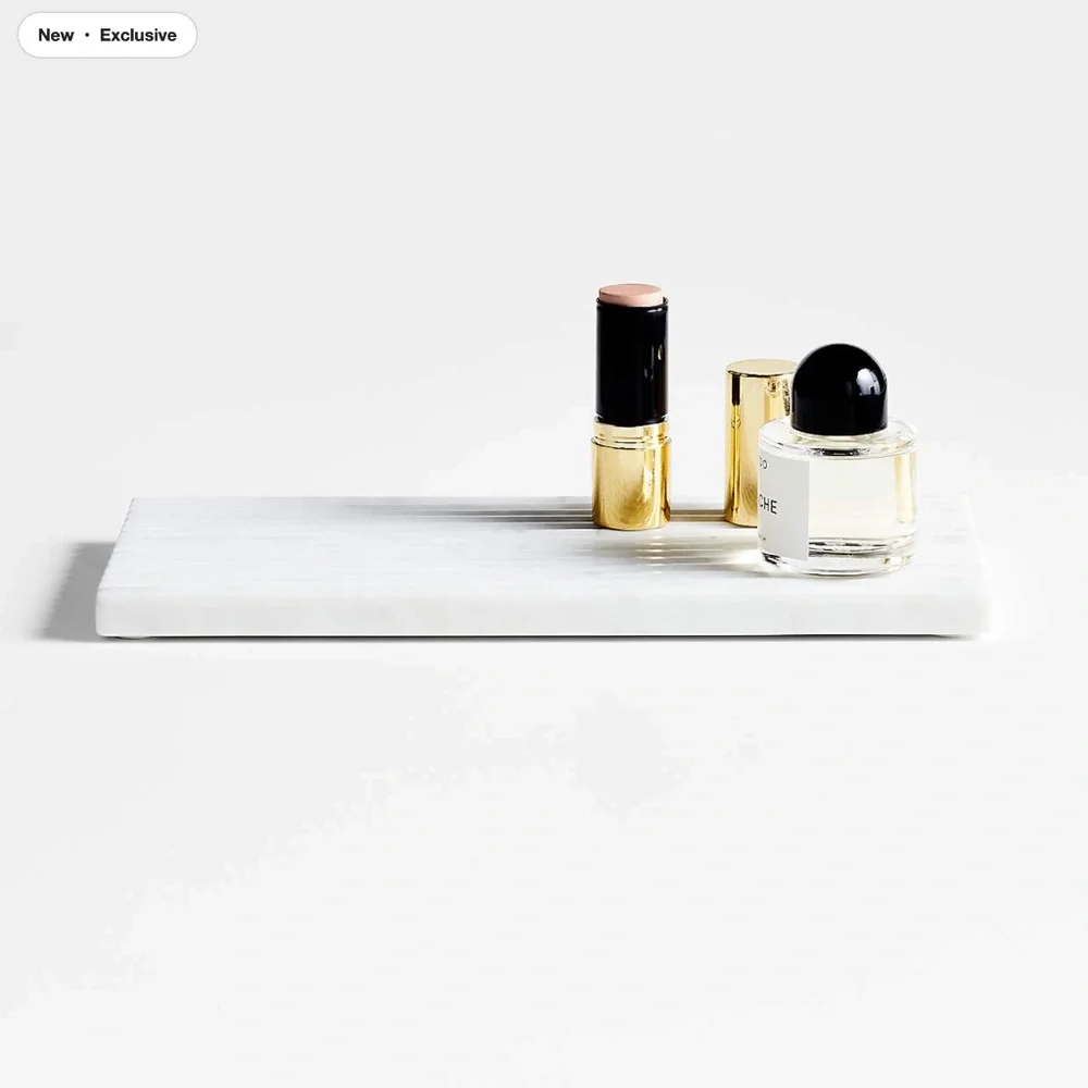 Crate & Barrel Carmen White Marble Vanity Tray